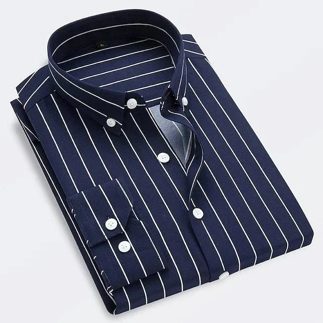 Effortless Striped Button Up Shirt for Women with Collar Long Sleeve Button Front Casual Style