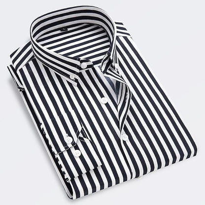Effortless Striped Button Up Shirt for Women with Collar Long Sleeve Button Front Casual Style