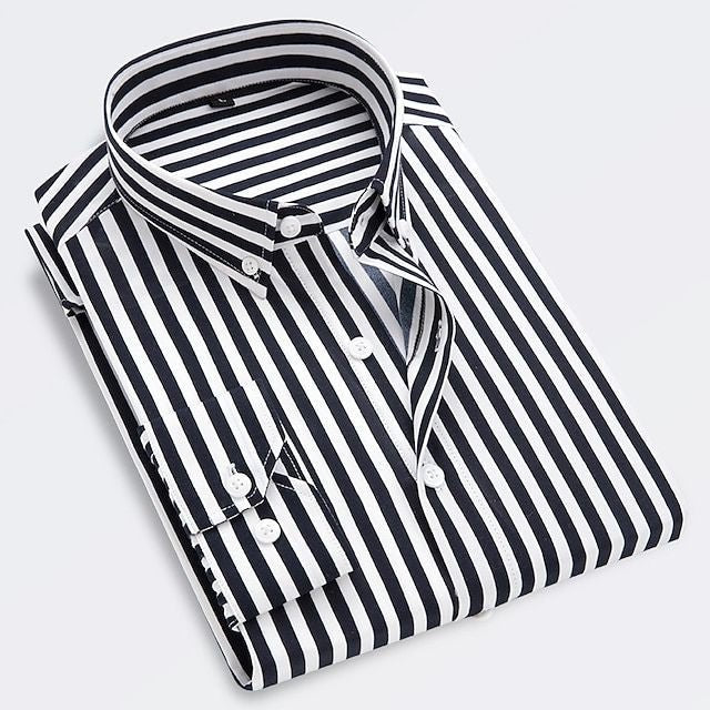 Effortless Striped Button Up Shirt for Women with Collar Long Sleeve Button Front Casual Style