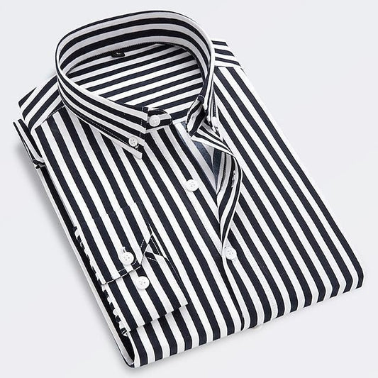 Effortless Striped Button Up Shirt for Women with Collar Long Sleeve Button Front Casual Style