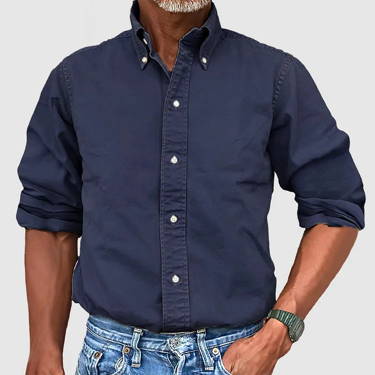 Effortless Cotton Button Up Shirt for Women with Collar Long Sleeve Relaxed Casual Style