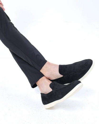Effortless Suede Slip On Loafer for Women with Moc Toe Cutout Relaxed Casual Style