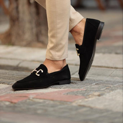 Stylish Suede Horsebit Loafer for Women with Round Toe Buckle Detail Flat Slip On Style