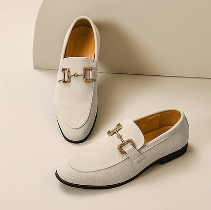 Stylish Suede Horsebit Loafer for Women with Round Toe Buckle Detail Flat Slip On Style