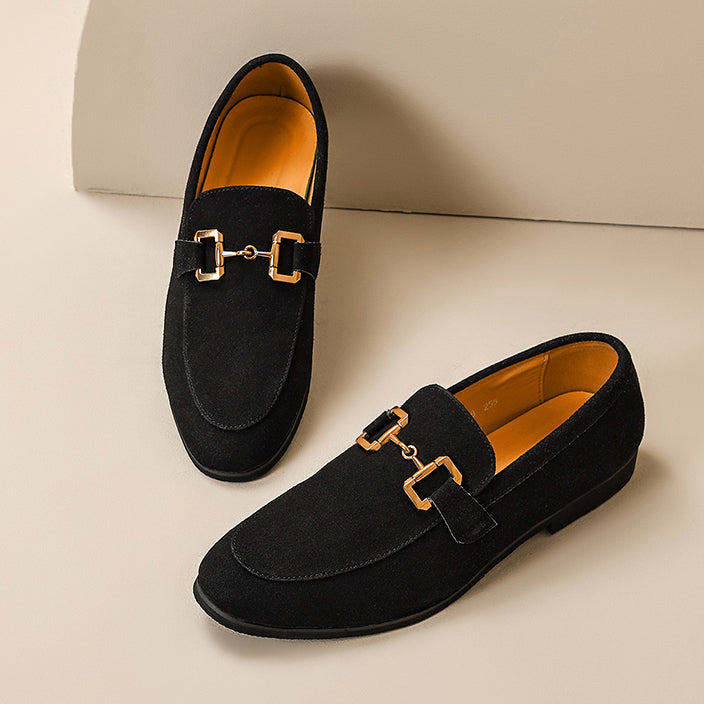 Stylish Suede Horsebit Loafer for Women with Round Toe Buckle Detail Flat Slip On Style
