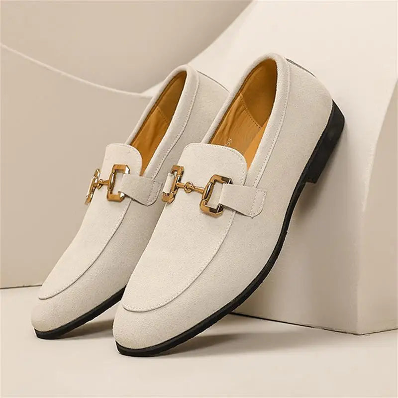 Stylish Suede Horsebit Loafer for Women with Round Toe Buckle Detail Flat Slip On Style