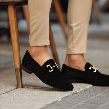 Stylish Suede Horsebit Loafer for Women with Round Toe Buckle Detail Flat Slip On Style