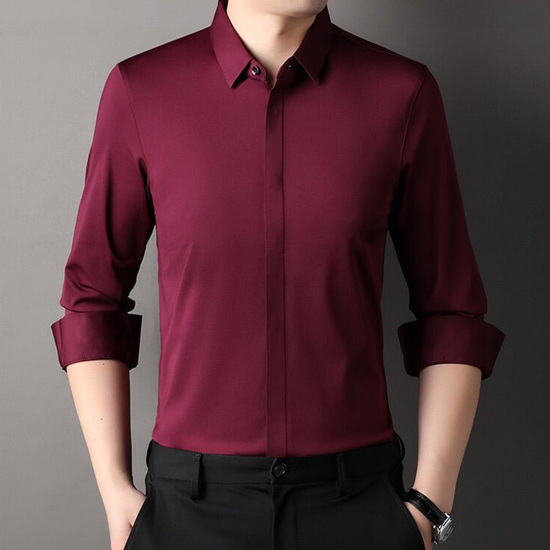 Elegant Satin Button Up Shirt for Women with Collar Long Sleeve Tailored Fit Silky Style