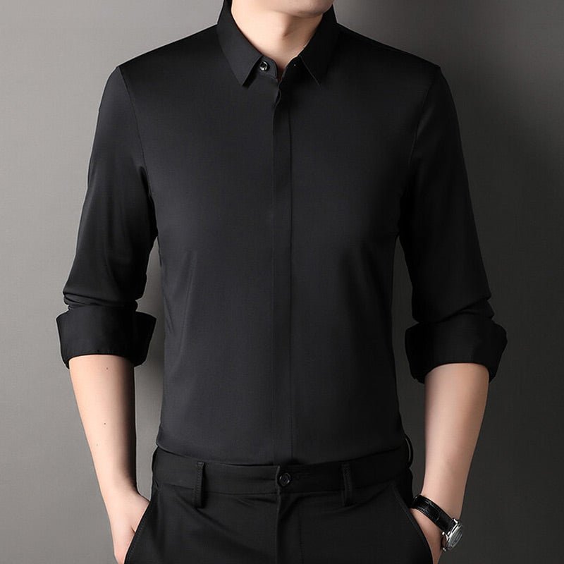 Elegant Satin Button Up Shirt for Women with Collar Long Sleeve Tailored Fit Silky Style