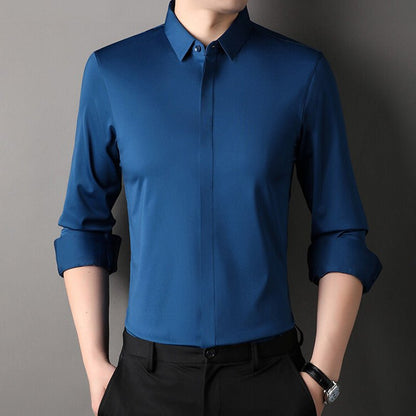 Elegant Satin Button Up Shirt for Women with Collar Long Sleeve Tailored Fit Silky Style