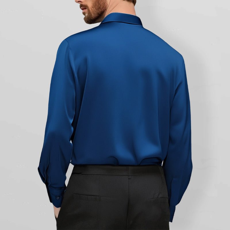 Elegant Satin Button Up Shirt for Women with Collar Long Sleeve Tailored Fit Silky Style