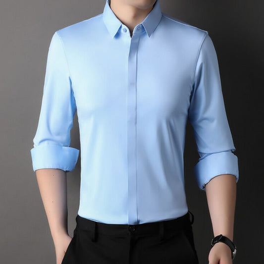 Elegant Satin Button Up Shirt for Women with Collar Long Sleeve Tailored Fit Silky Style