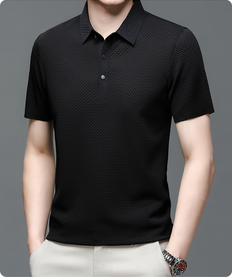 Elegant Textured Knit Polo Shirt for Women with Spread Collar Long Sleeve Button Placket Relaxed Style