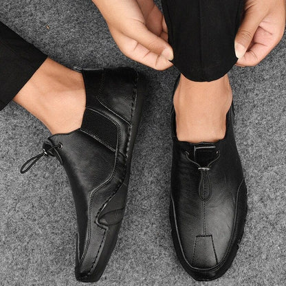 Effortless Leather Moccasin Loafer for Women with Bungee Lace Slip On Casual Style