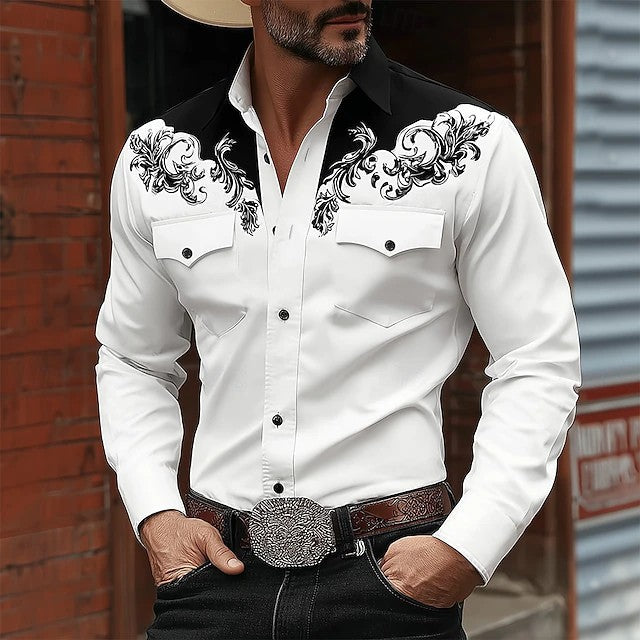 Effortless Embroidered Western Shirt for Women with Collar Long Sleeve Snap Button Casual Style