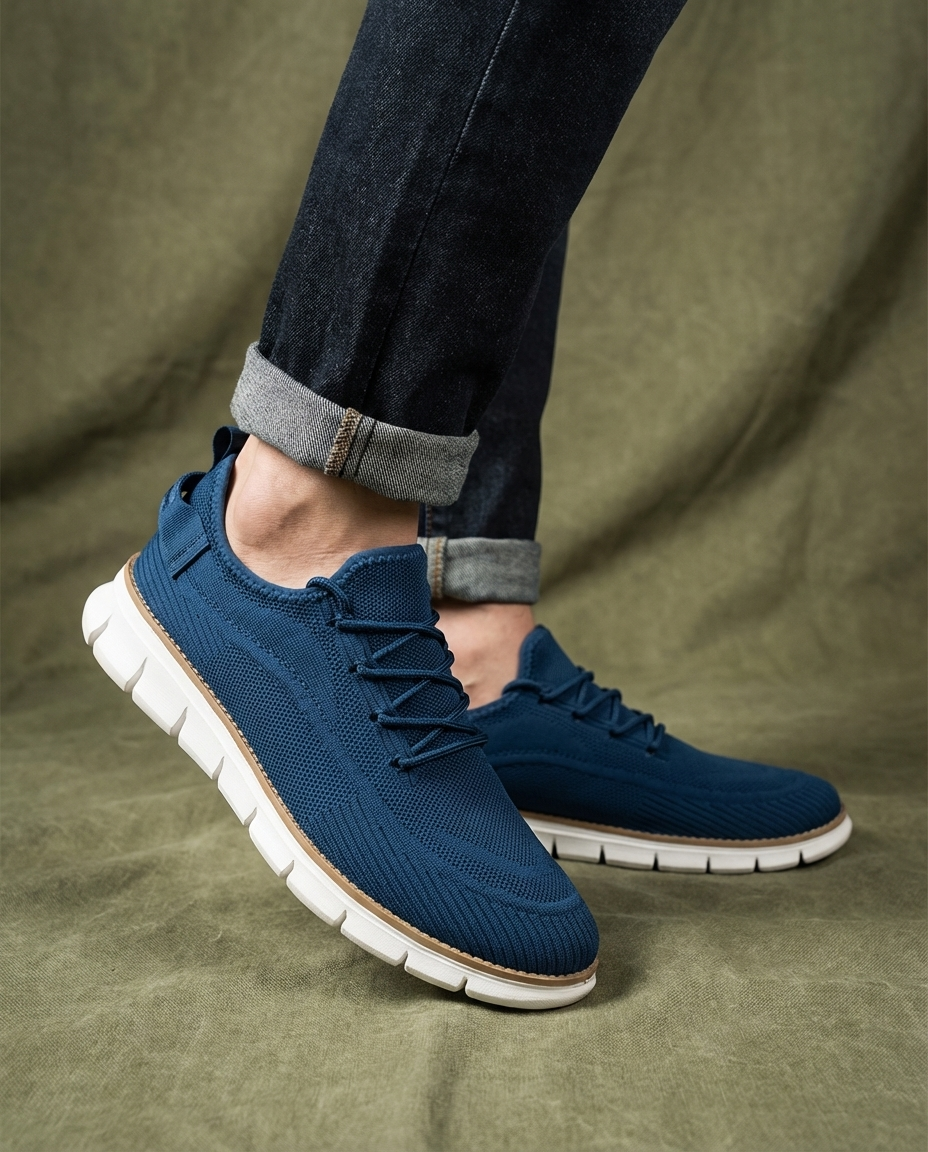 Effortless Knit Fashion Sneaker for Women with Lace Up Cushioned Sole Casual Style