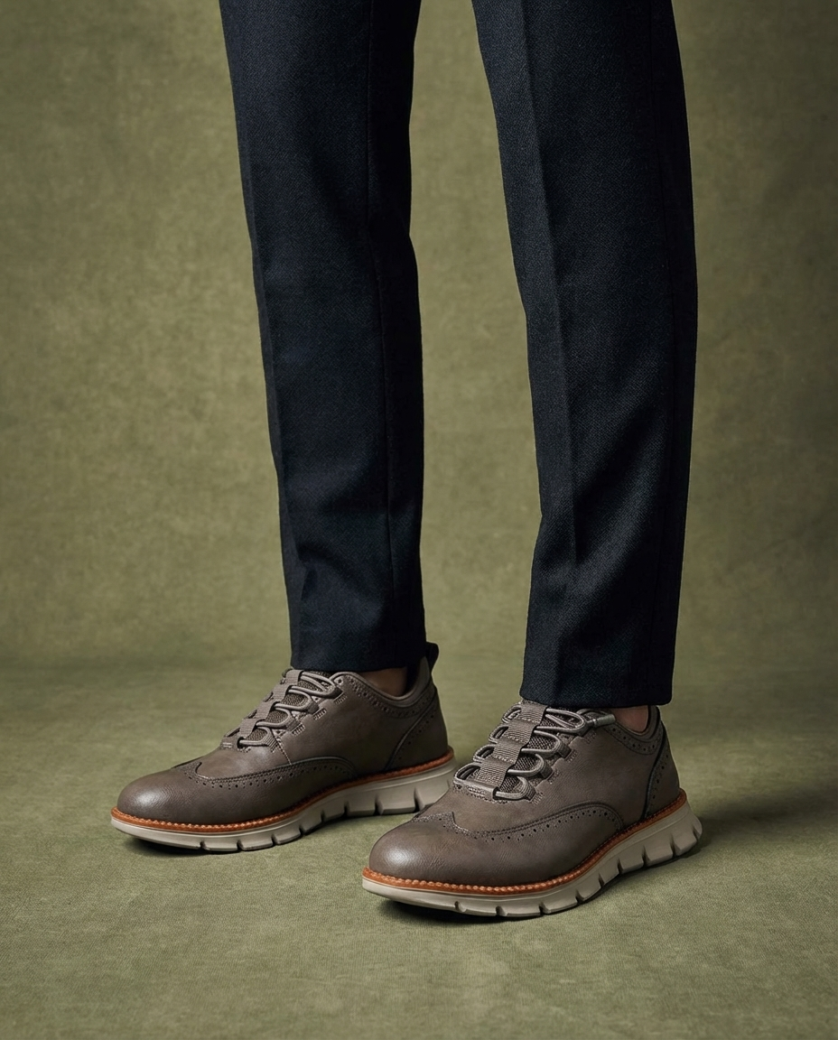 Effortless Leather Wingtip Sneaker for Women with Lace Up Brogue Detail Chunky Sole Casual Style
