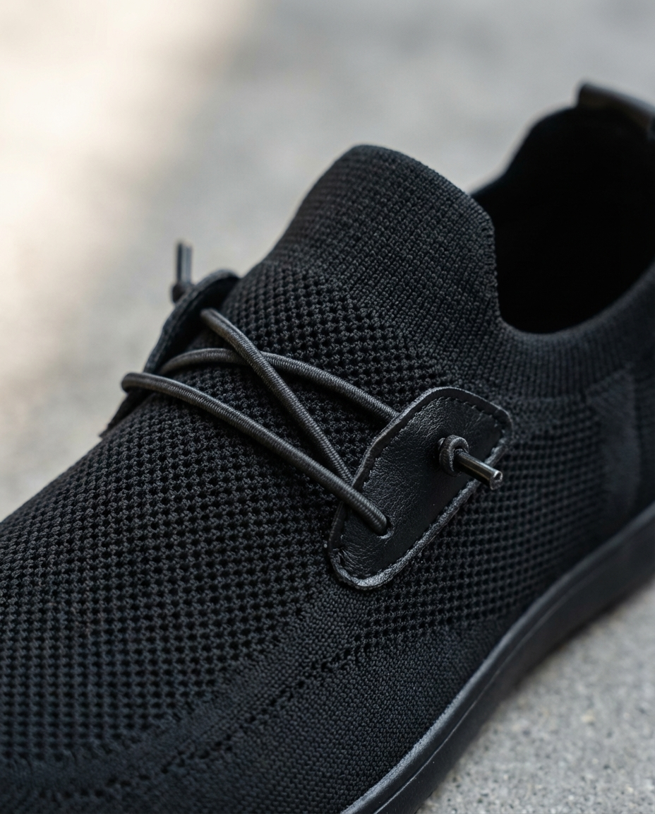 Effortless Knit Slip On Sneaker for Women with Bungee Lace Round Toe Cushioned Casual Style