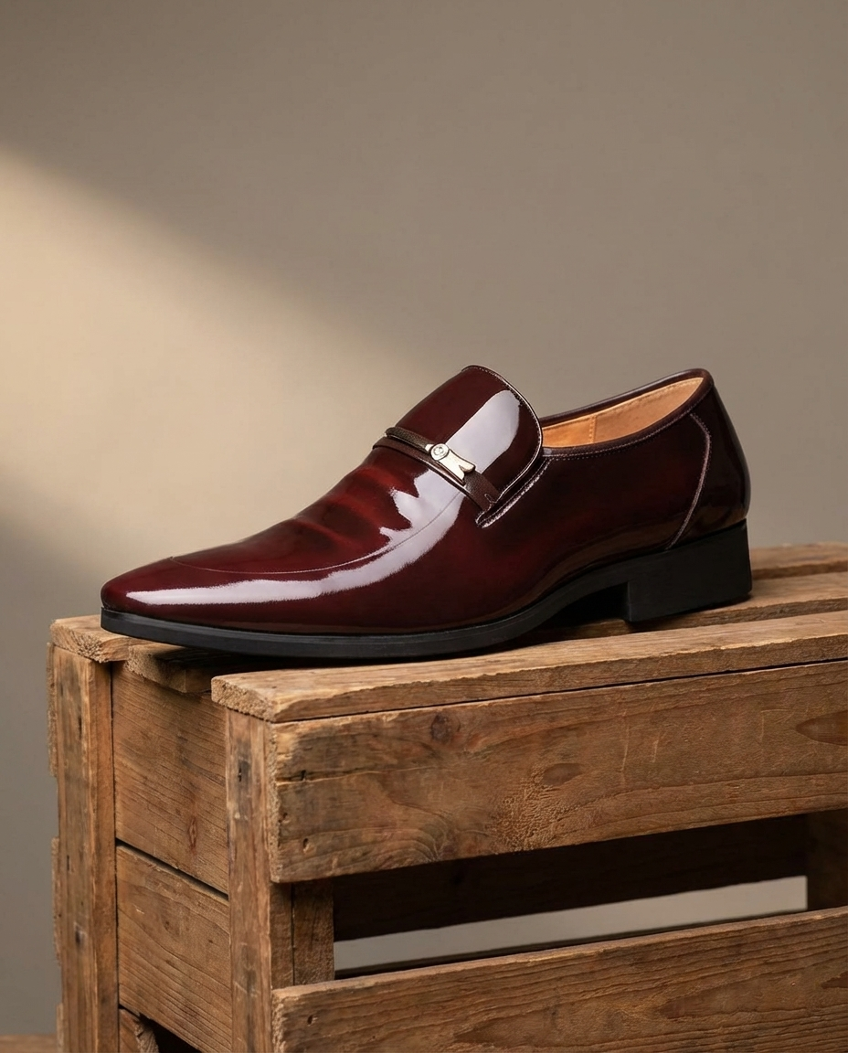 Elegant Patent Leather Loafers for Women with Pointed Toe Buckle Strap Slip On Formal Party Style
