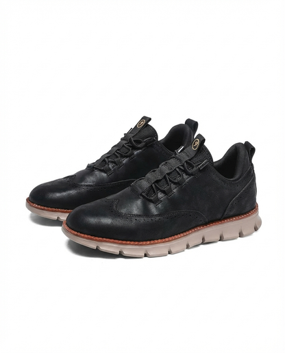 Effortless Leather Wingtip Sneaker for Women with Lace Up Brogue Detail Chunky Sole Casual Style