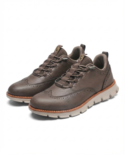 Effortless Leather Wingtip Sneaker for Women with Lace Up Brogue Detail Chunky Sole Casual Style