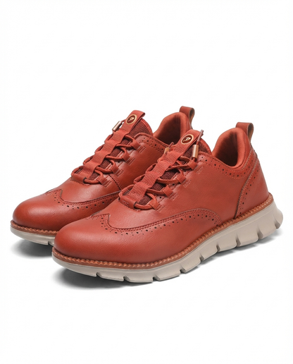 Effortless Leather Wingtip Sneaker for Women with Lace Up Brogue Detail Chunky Sole Casual Style