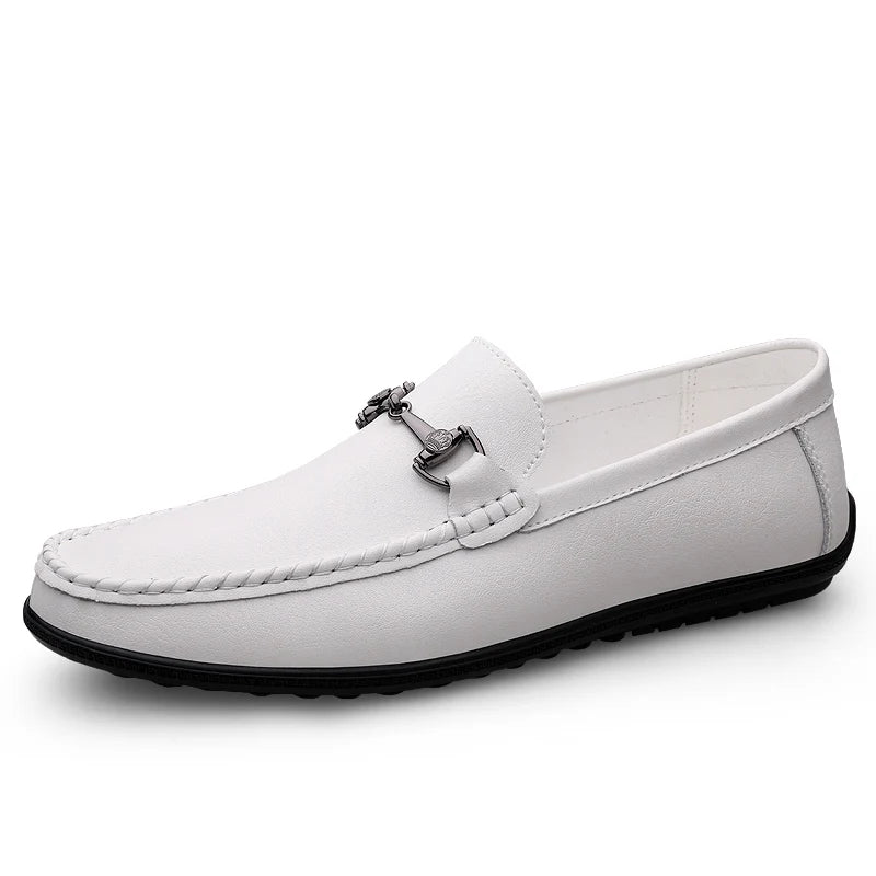 Effortless Leather Loafers for Women with Horsebit Buckle Moc Toe Slip-On Casual Style