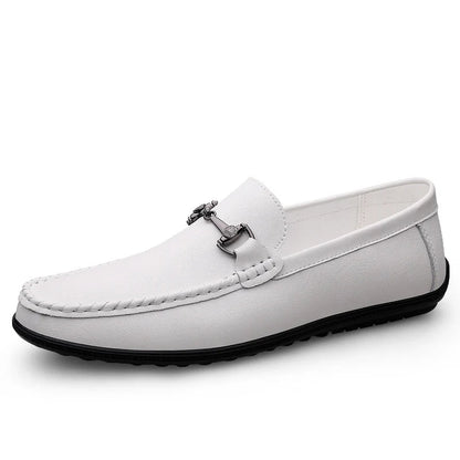 Effortless Leather Loafers for Women with Horsebit Buckle Moc Toe Slip-On Casual Style