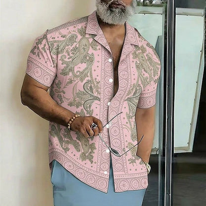 Effortless Paisley Print Shirt for Women with Camp Collar Short Sleeve Button Front Relaxed Style