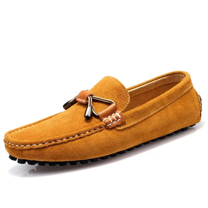 Comfortable Suede Driving Loafer for Women with Tassel Lace Pebbled Sole Casual Style